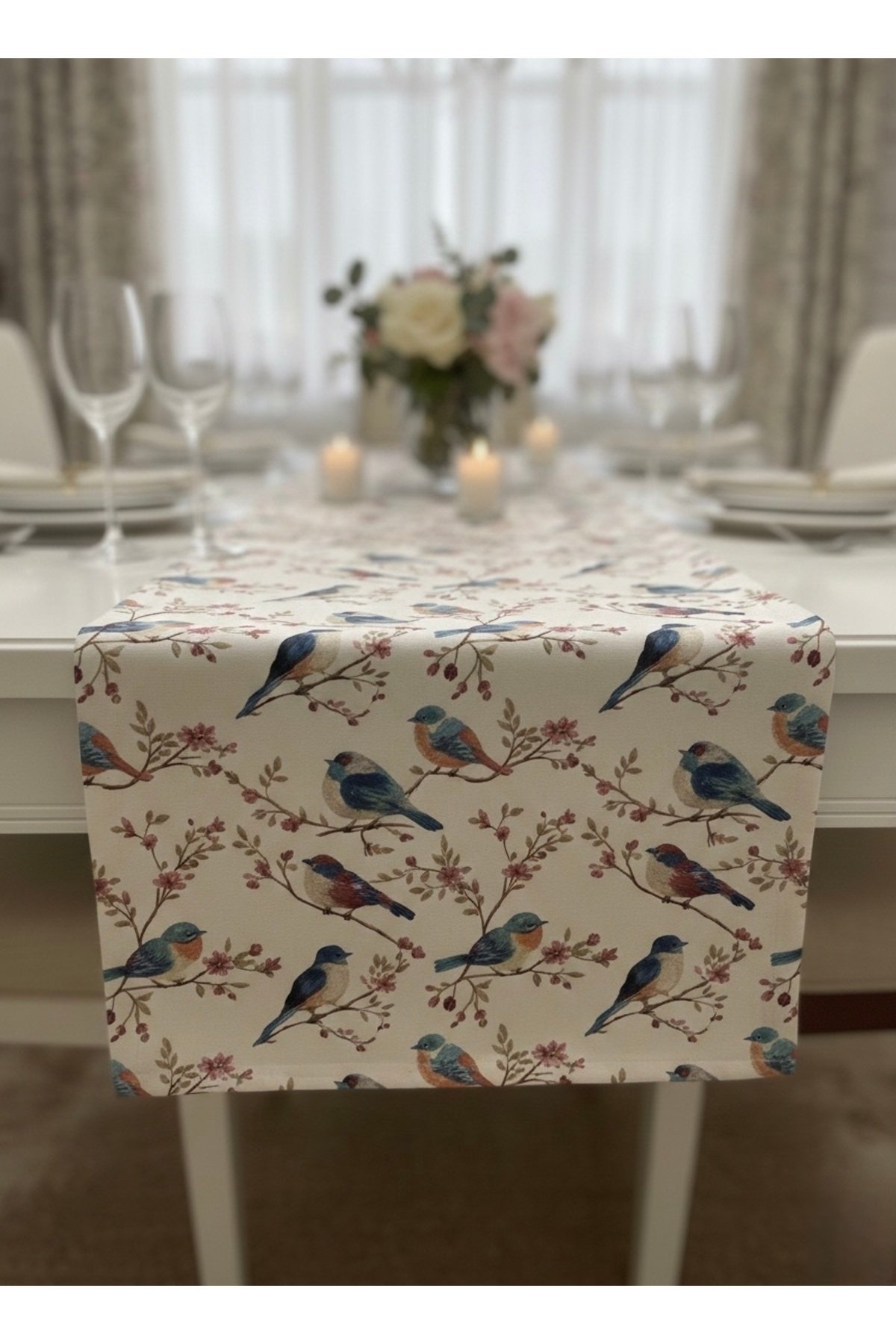 Kuş Desenli Dijital Baskılı Leke Tutmaz 40 X 140 Runner - Görsel 3