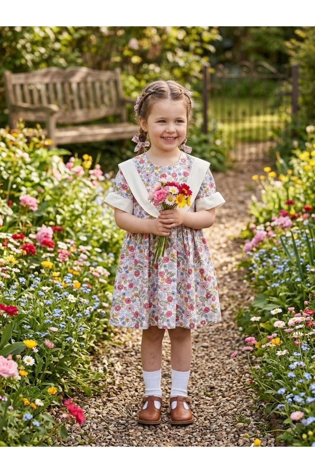 Flora Vintage Kız Çocuk Elbisesi