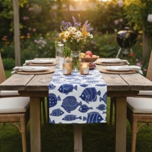 Leke Tutmaz Dijital Baskılı Marin Line 40x140 cm Runner