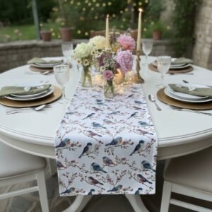 Kuş Desenli Dijital Baskılı Leke Tutmaz 40 X 140 Runner