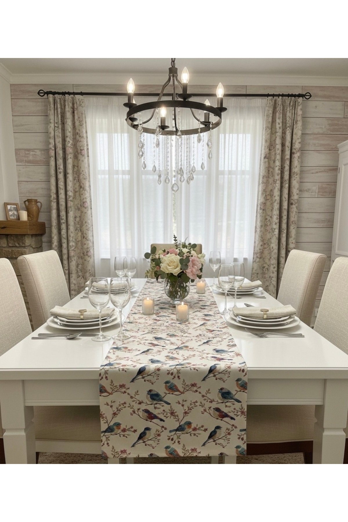Kuş Desenli Dijital Baskılı Leke Tutmaz 40 X 140 Runner - Görsel 2